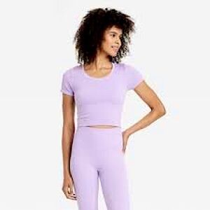 ALL IN MOTION TARGET RIBBED SHORT SLEEVE WORKOUT CROP TOP SIZE MEDIUM